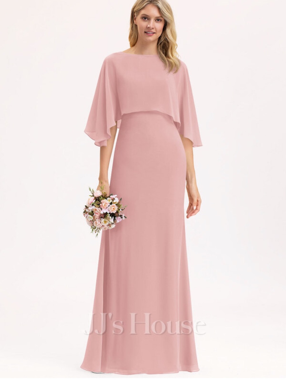 JJs House Blush Pink Cape Sleeve Evening Dress blush pink size 10 💗